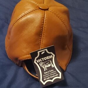 Victoria Brown Leather Cap